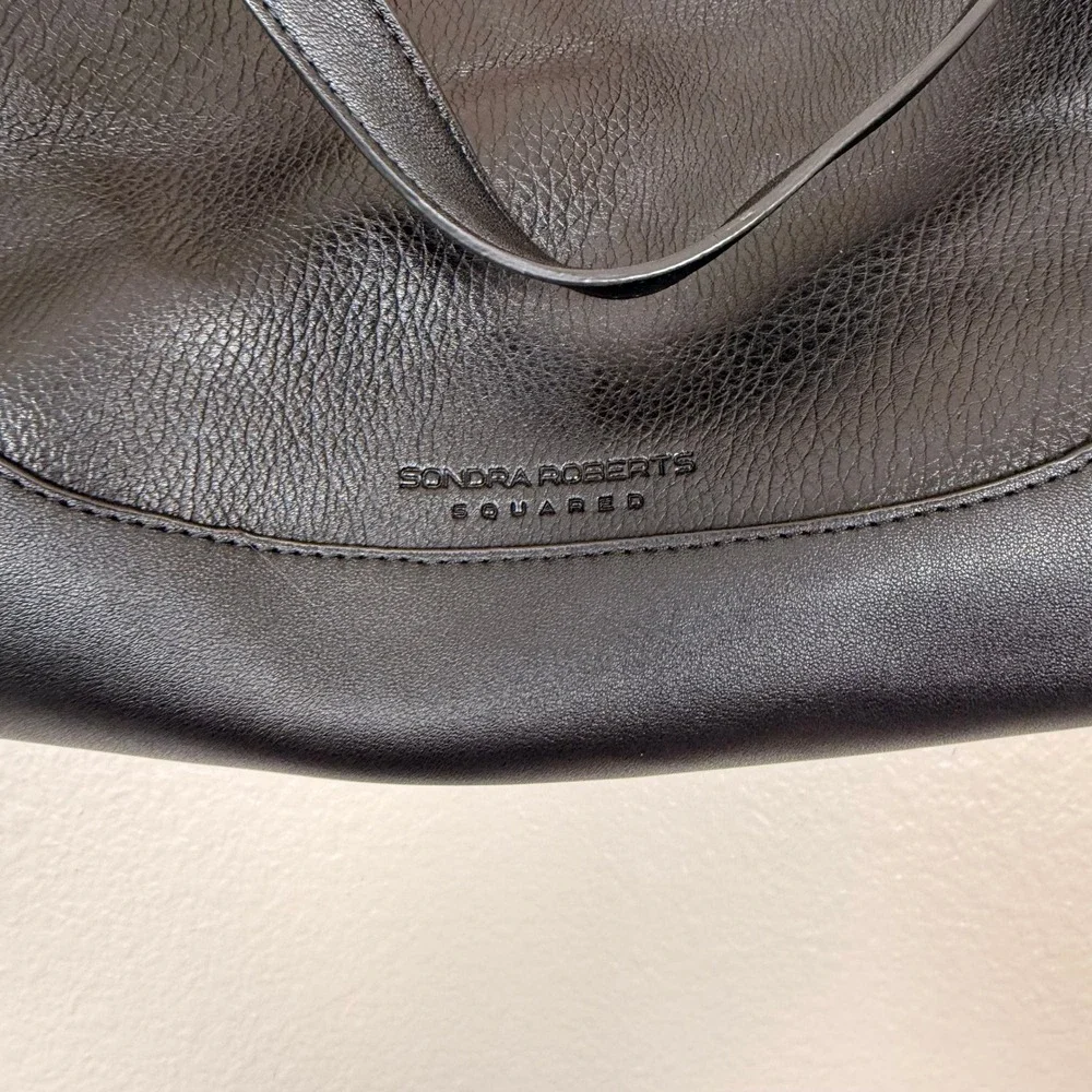 Sondra Roberts Squared Hobo Bag Womens Large Black inner pouch Quiet Luxury Chic